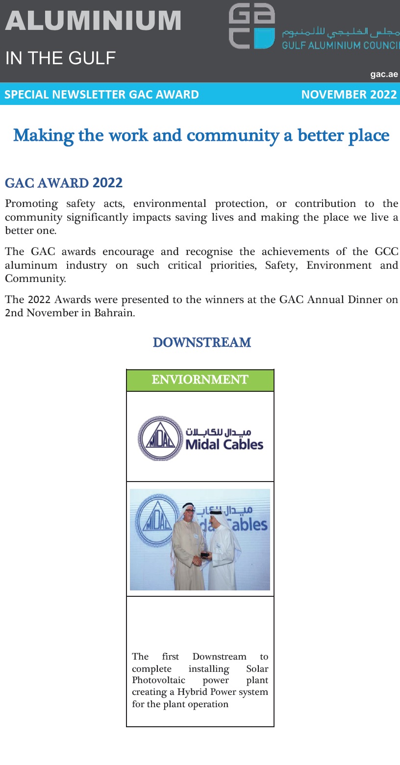 Midal Presented With The 2022 GAC Environment Award - Home Page | Midal ...